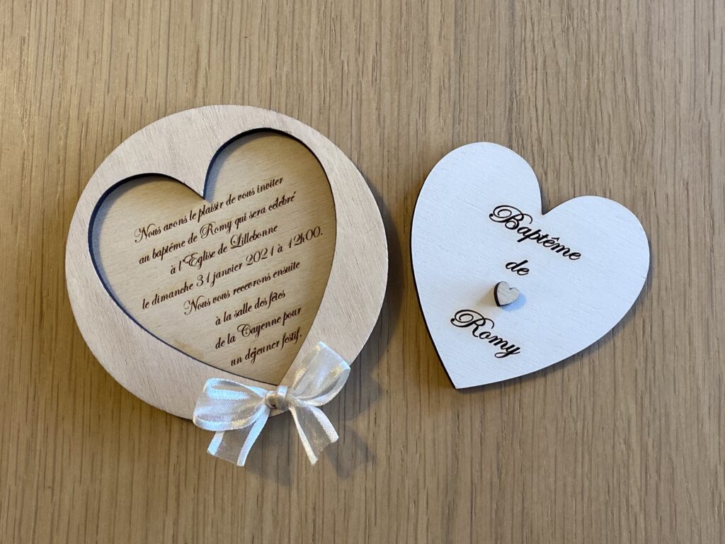Faire part naissance bapteme en bois puzzle boite